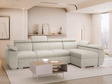 Binche 4-sits Bäddsoffa divan höger med förvaring - Beige - Möbler - Soffa - Bäddsoffa