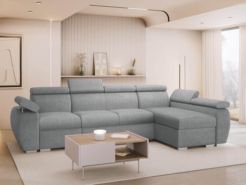 Binche 4-sits Bäddsoffa divan höger med förvaring - grå - Möbler - Soffa - Bäddsoffa