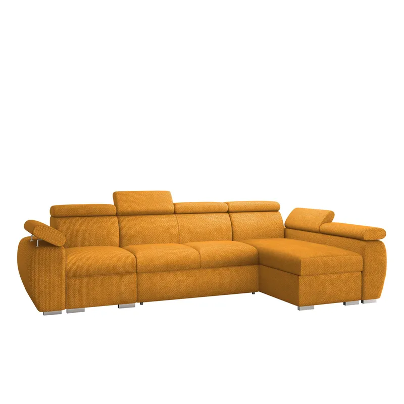 Binche 4-sits Bäddsoffa divan höger med förvaring, Gul
