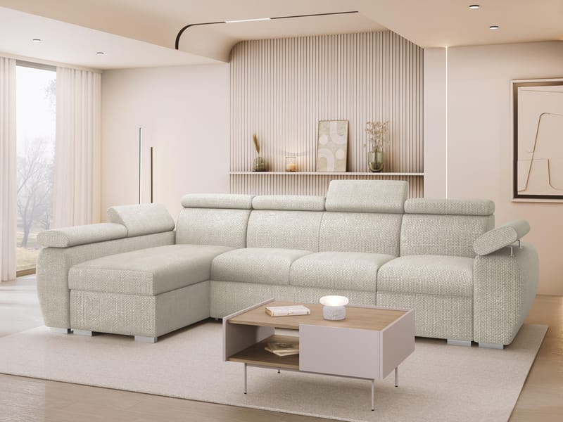 Binche 4-sits Bäddsoffa divan vänster med förvaring - beige - Möbler - Soffa - Bäddsoffa