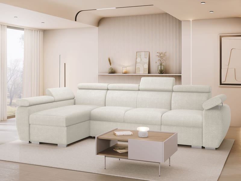 Binche 4-sits Bäddsoffa divan vänster med förvaring - beige - Möbler - Soffa - Bäddsoffa