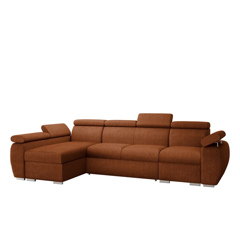 Binche 4-sits Bäddsoffa divan vänster med förvaring, brun