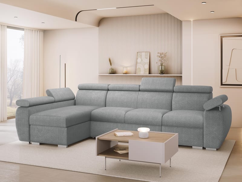 Binche 4-sits Bäddsoffa divan vänster med förvaring - grå - Möbler - Soffa - Bäddsoffa