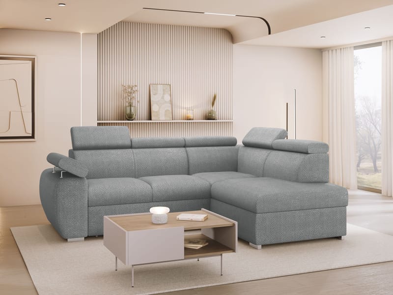 Binche 4-sits Bäddsoffa schäslong höger med förvaring - grå - Möbler - Soffa - Bäddsoffa