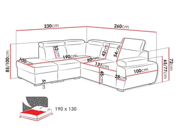 Binche 4-sits Bäddsoffa schäslong höger med förvaring - Gul - Möbler - Soffa - Bäddsoffa
