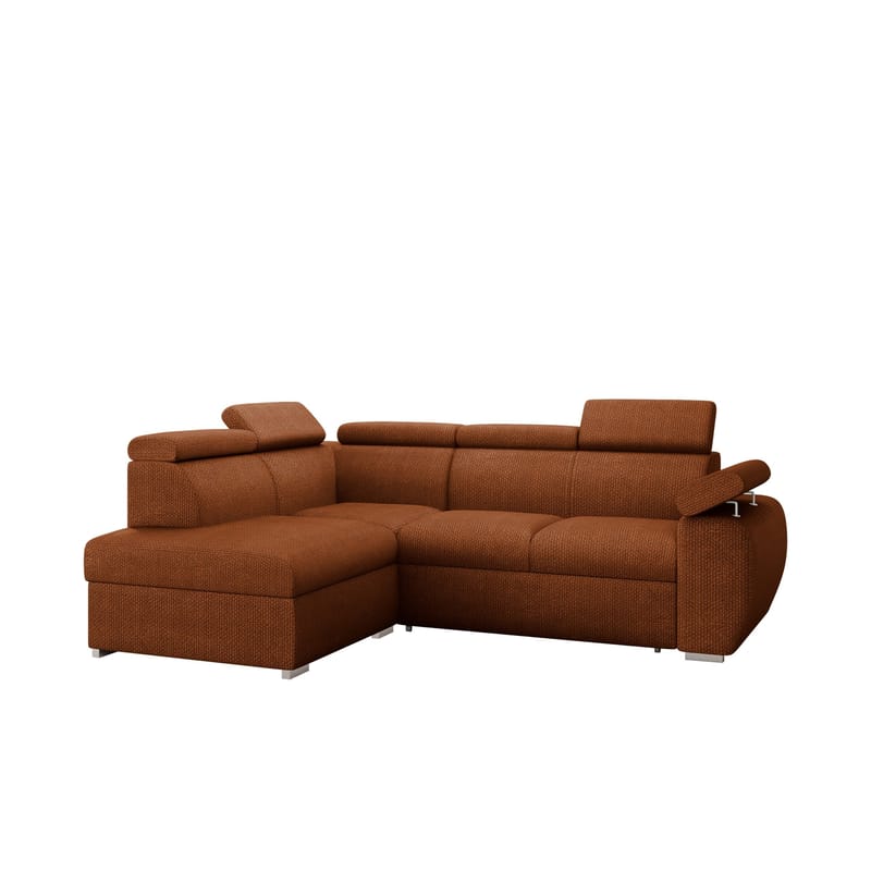 Binche 4-sits Bäddsoffa schäslong vänster med förvaring, Brun