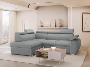 Binche 4-sits Bäddsoffa schäslong vänster med förvaring - Grå - Möbler - Soffa - Bäddsoffa