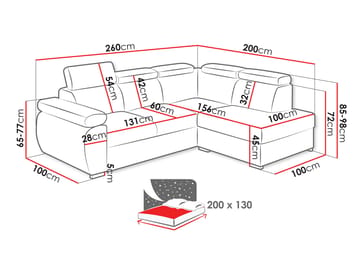 Binche 4-sits Bäddsoffa schäslong vänster med förvaring - Gul - Möbler - Soffa - Bäddsoffa