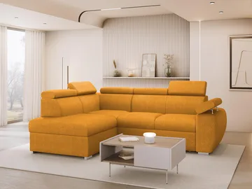 Binche 4-sits Bäddsoffa schäslong vänster med förvaring - Gul - Möbler - Soffa - Bäddsoffa