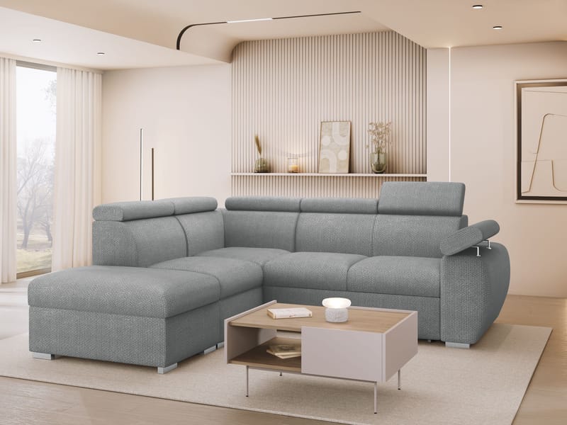 Binche 4-sits Bäddsoffa schäslong vänster med förvaring - ljusgrå - Möbler - Soffa - Bäddsoffa