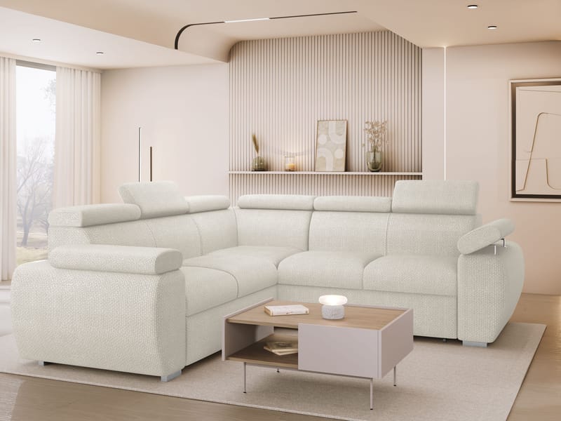 Binche 5-sits Bäddsoffa hörn med förvaring - Beige - Möbler - Soffa - Bäddsoffa