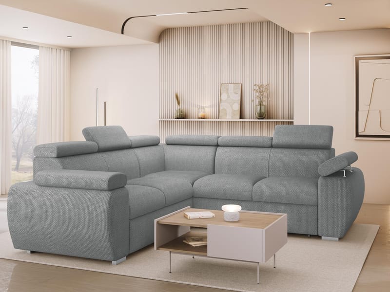 Binche 5-sits Bäddsoffa hörn med förvaring - Grå - Möbler - Soffa - Bäddsoffa