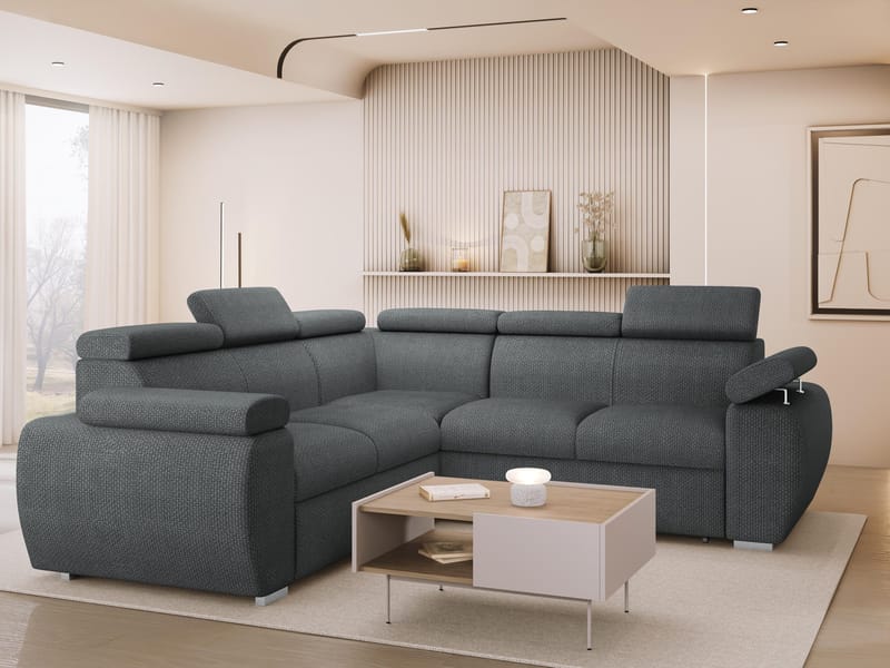 Binche 5-sits Bäddsoffa hörn med förvaring - Mörkgrå - Möbler - Soffa - Bäddsoffa