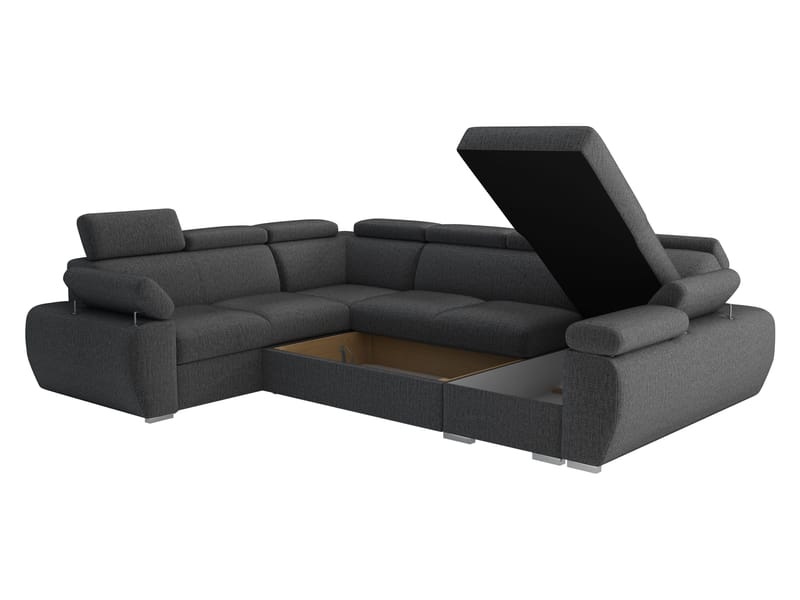 Binche 6-sits Bäddsoffa hörn med divan höger och förvaring - Mörkgrå - Möbler - Soffa - Bäddsoffa