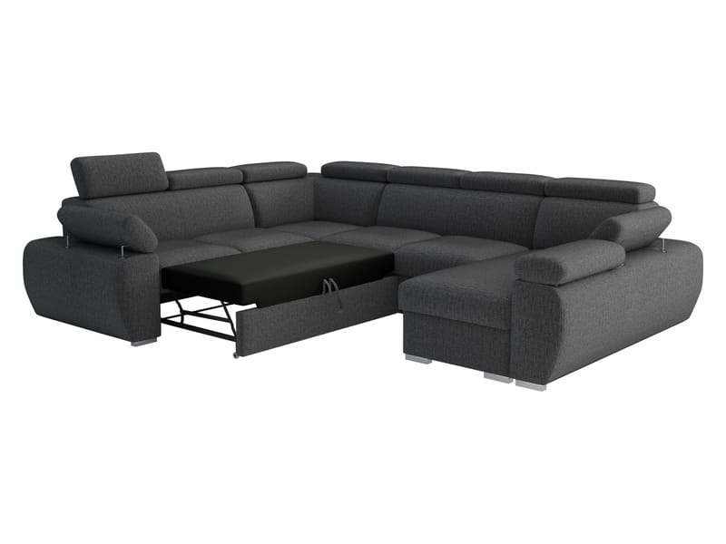Binche 6-sits Bäddsoffa hörn med divan höger och förvaring - Mörkgrå - Möbler - Soffa - Bäddsoffa