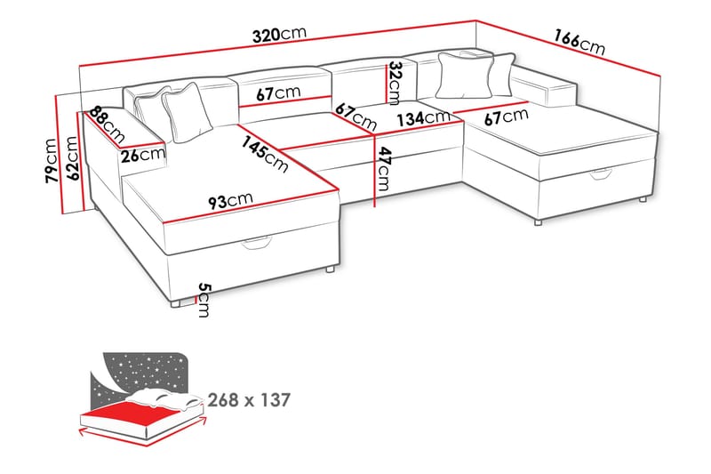 Bizantine Bäddsoffa Dubbeldivan 4-sits - Beige - Möbler - Soffa - Bäddsoffa