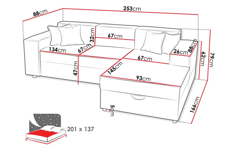 Bizantine Bäddsoffa m. Divan 3-sits - Grå - Möbler - Soffa - Bäddsoffa
