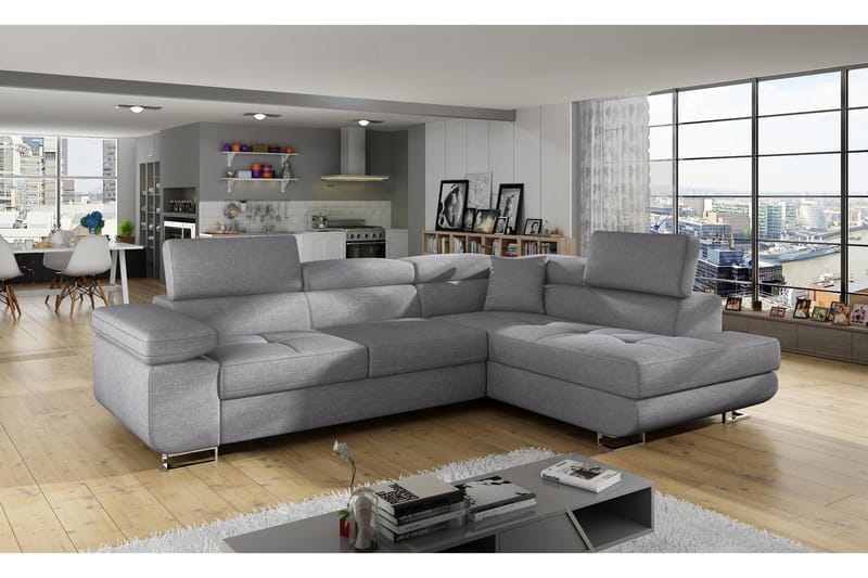 Bobis 4-sits Bäddsoffa m. Schäslong - Ljusgrå - Möbler - Soffa - Bäddsoffa