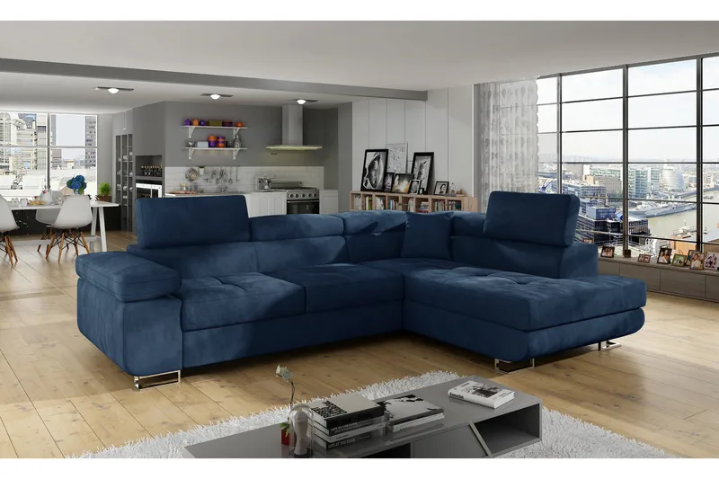 Bobis Bäddsoffa med Schäslong Höger, Blå