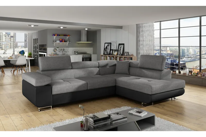 Bobis Bäddsoffa med Schäslong Höger - Grå/Svart - Möbler - Soffa - Bäddsoffa