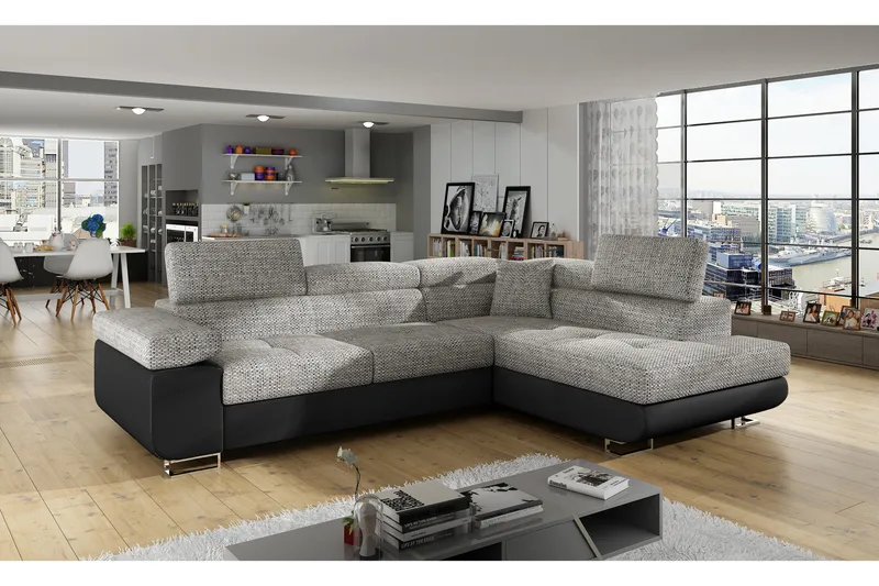 Bobis Bäddsoffa med Schäslong Höger - Grå/Svart - Möbler - Soffa - Bäddsoffa