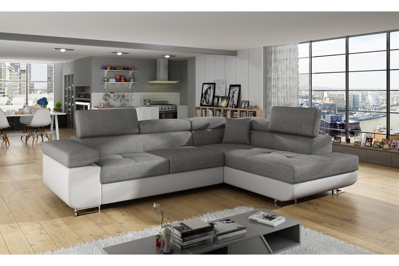 Bobis Bäddsoffa med Schäslong Höger - Grå/Vit - Möbler - Soffa - Bäddsoffa