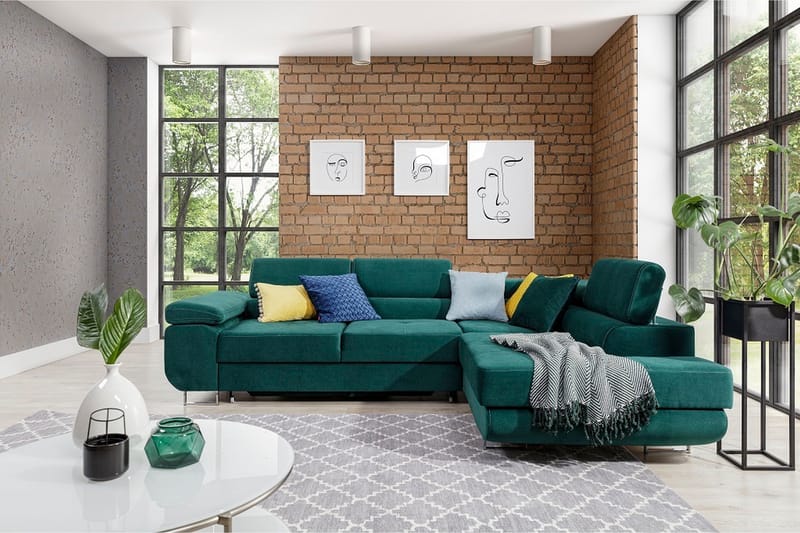 Bobis Bäddsoffa med Schäslong Höger - Grön - Möbler - Soffa - Bäddsoffa