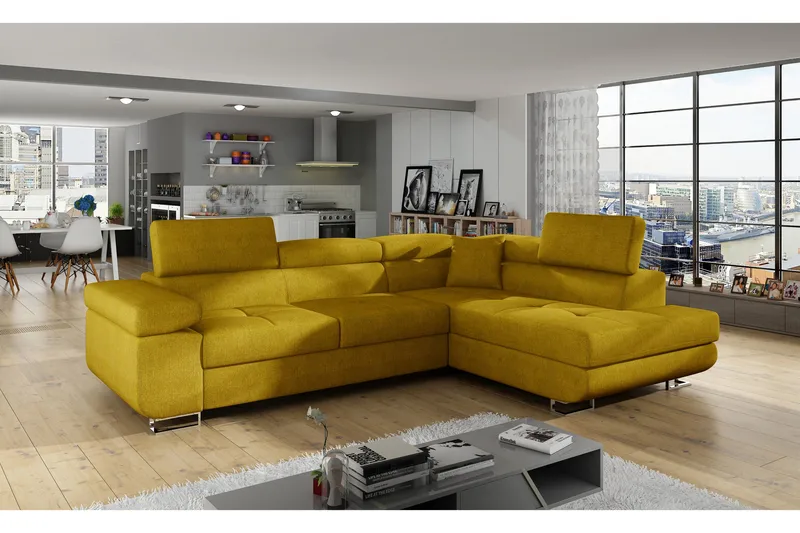 Bobis Bäddsoffa med Schäslong Höger, Gul