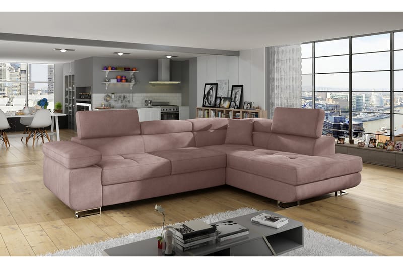 Bobis Bäddsoffa med Schäslong Höger - Rosa - Bäddsoffa - Bäddsoffa divan