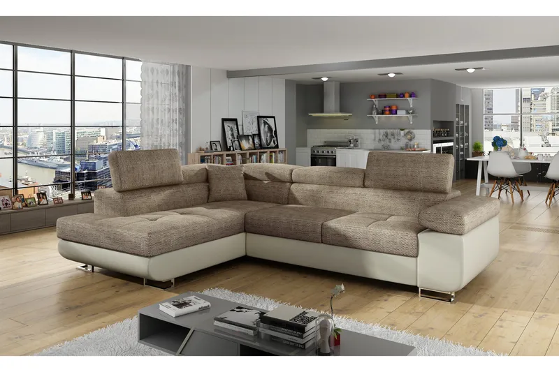 Bobis Bäddsoffa med Schäslong Vänster, Beige