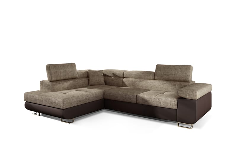 Bobis Bäddsoffa med Schäslong Vänster - Beige/Brun - Bäddsoffa - Bäddsoffa divan