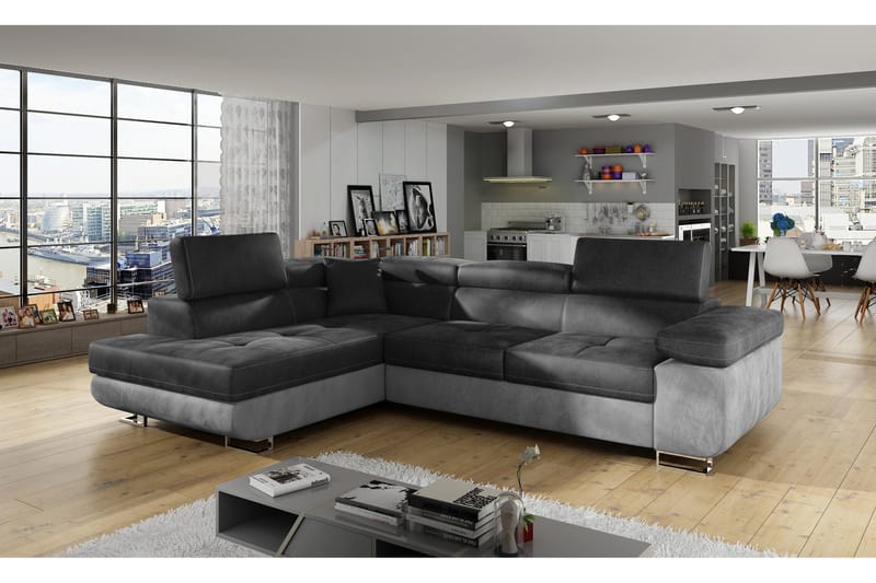 Bobis Bäddsoffa med Schäslong Vänster, Grå