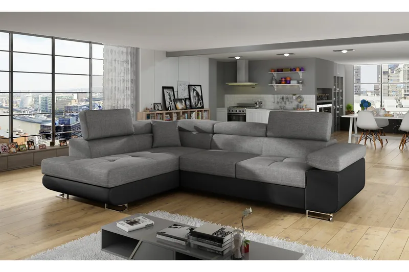 Bobis Bäddsoffa med Schäslong Vänster - Grå/Svart - Möbler - Soffa - Bäddsoffa