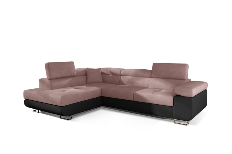 Bobis Bäddsoffa med Schäslong Vänster - Rosa/Svart - Bäddsoffa - Bäddsoffa divan