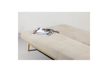 Bodil 2-sits Bekväm Tuftad Bäddsoffa i Tyg med Träben - Beige - Möbler - Soffa - Bäddsoffa