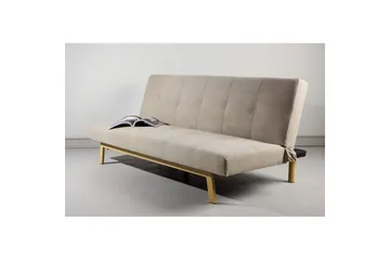 Bodil 2-sits Bekväm Tuftad Bäddsoffa i Tyg med Träben - Beige - Möbler - Soffa - Bäddsoffa