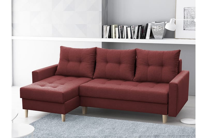 Bodo Divanbäddsoffa 222x140x90 cm - Röd - Bäddsoffa - Bäddsoffa divan