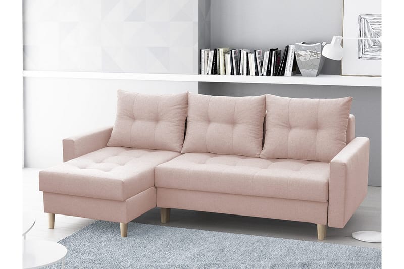 Bodo Divanbäddsoffa 222x140x90 cm - Rosa - Möbler - Soffa - Bäddsoffa