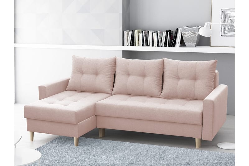 Bodo Divanbäddsoffa 222x140x90 cm - Rosa - Bäddsoffa - Bäddsoffa divan