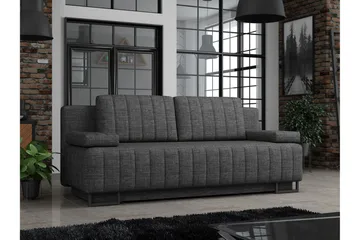 Bonsall 3-sits Längsbäddad Bäddsoffa 146x200 cm med Förvaring i Tyg - Grå - Möbler - Soffa - Bäddsoffa
