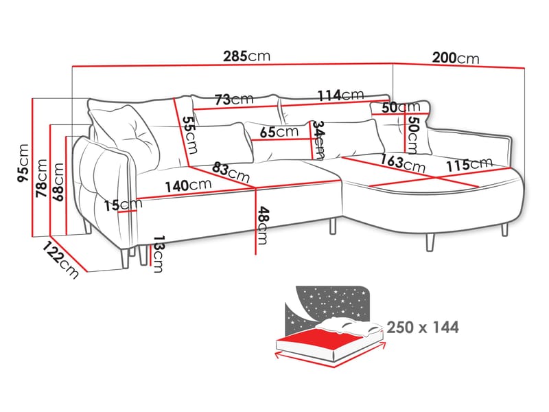 Bornalle 3-sits Bäddsoffa med divan - Marbella 02 (ljusgrå) - Möbler - Soffa - Bäddsoffa