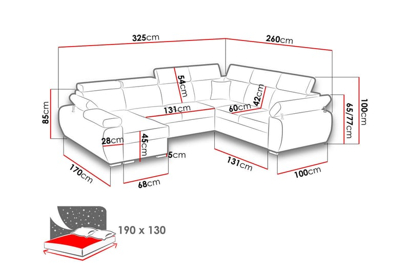 Boston Hörnsoffa Vänster - Brun - Bäddsoffa - Hörnbäddsoffa - Sammetssoffa