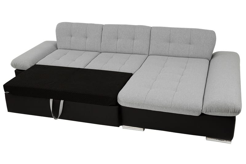 Branstad Bäddbar Hörnsoffa Högervänd 129x240 cm med Förvaring i Sammet - Grå - Möbler - Soffa - Bäddsoffa