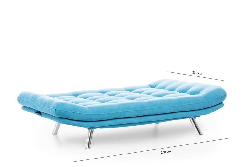 Breana 3-sits Rektangulär Längsbäddad Bäddsoffa 130x200 cm i Tyg - Turkos - Möbler - Soffa - Bäddsoffa