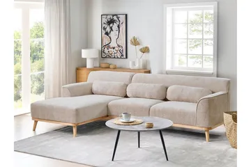 Bree Hörnsoffa 3-sits - Beige/Ljust trä - Möbler - Soffa - Bäddsoffa