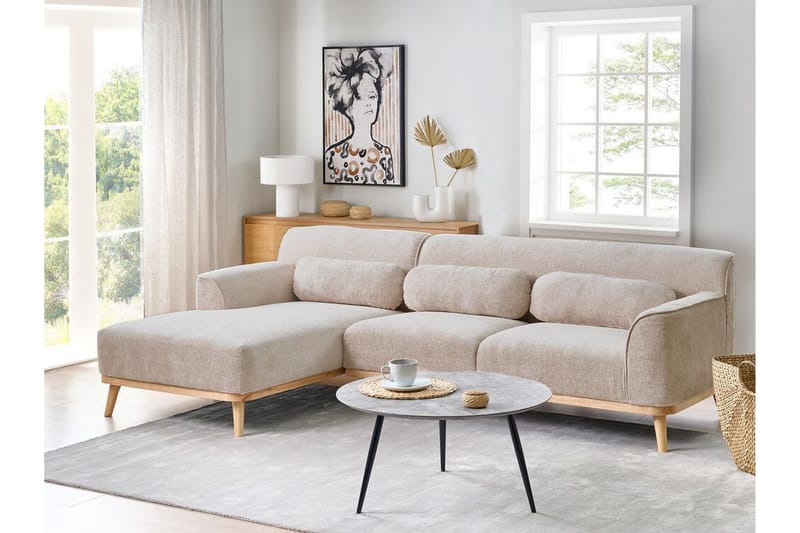 Bree Hörnsoffa 3-sits - Beige/Ljust trä - Möbler - Soffa - Bäddsoffa