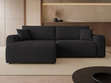 Brenor 3-sits Bäddsoffa med divan Vänstervänd - svart - Möbler - Soffa - Bäddsoffa