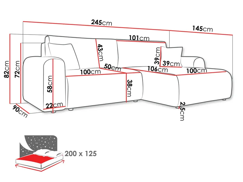Brenor Bäddsoffa med Divan 3-sits - Brun - Möbler - Soffa - Bäddsoffa