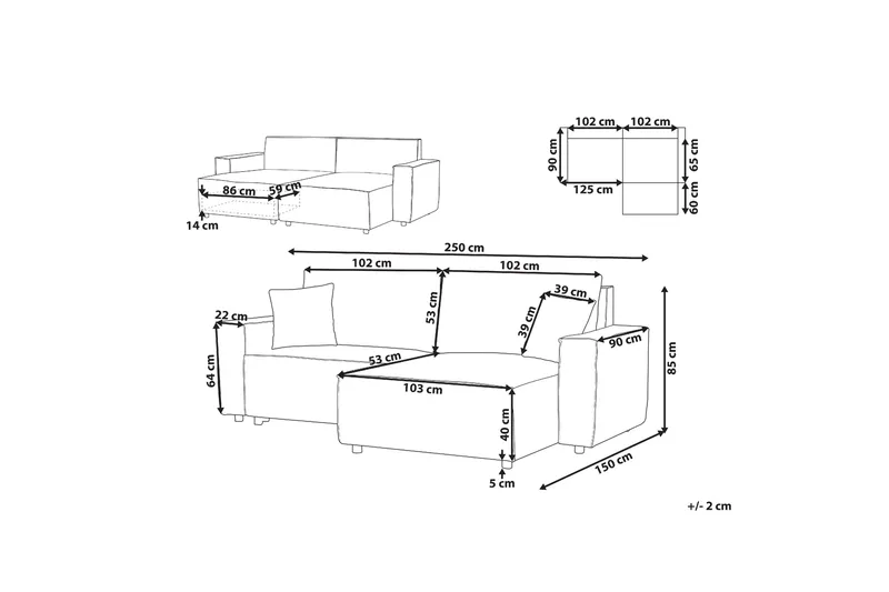 Brian Hörnbäddsoffa 3-sits - Grå - Möbler - Soffa - Bäddsoffa