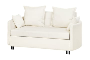 Brinkburn 2-sits Bäddsoffa med Rundade Armstöd i Tyg - Gräddvit - Möbler - Soffa - Bäddsoffa